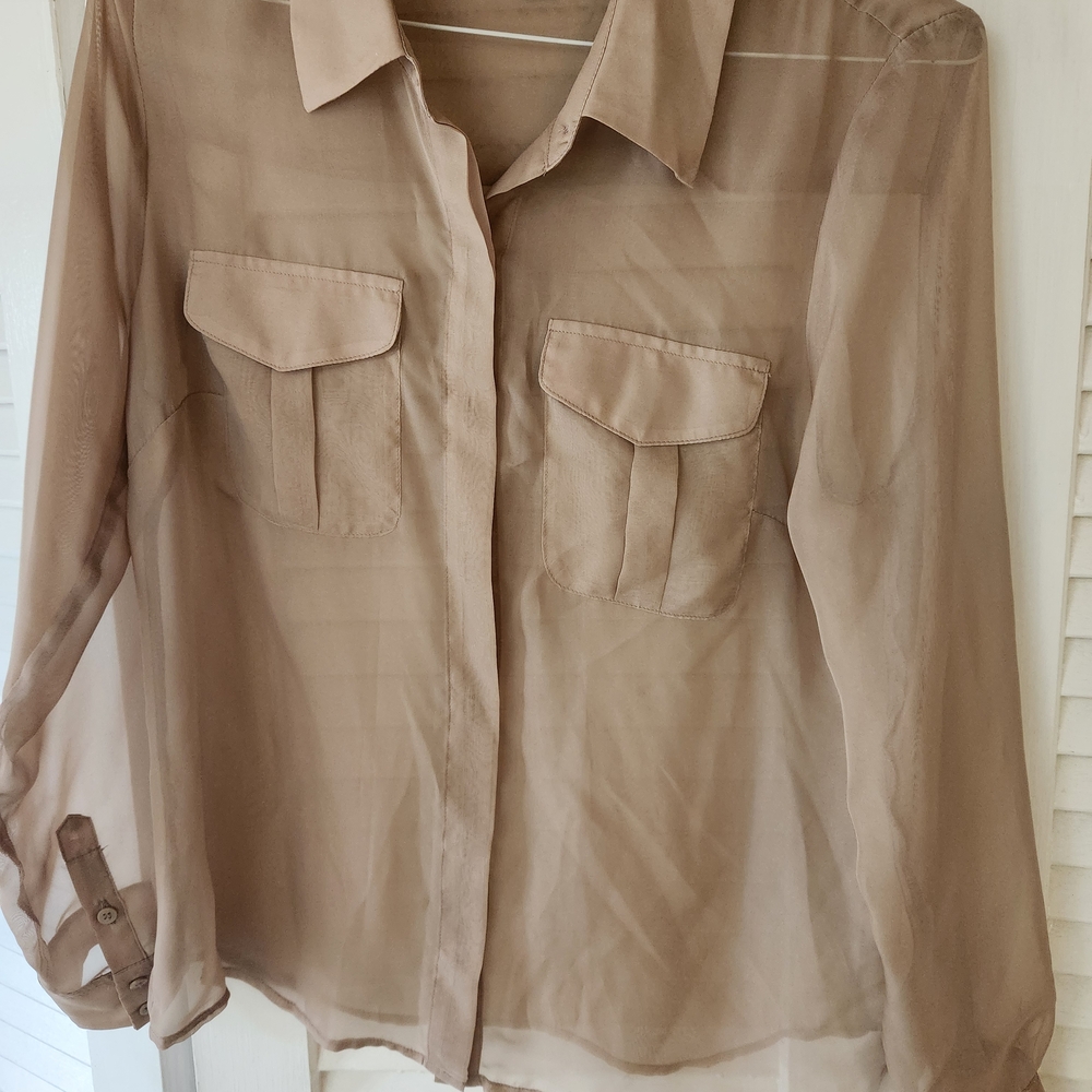 Express Sheer Tan Blouse